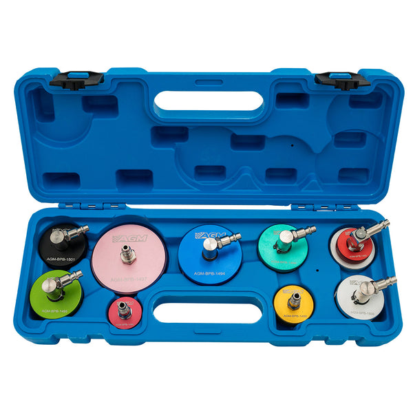 9 piece AGM Master Reservoir Adapter Set - case open